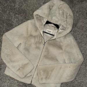 abercrombie and fitch faux fur hooded zip up sweater size xxs